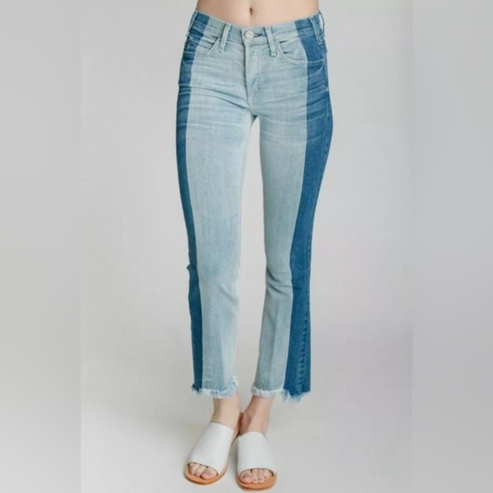 McGuire Vintage in the Shadows Contrast Cropped Denim Jeans Size 27 Button Fly